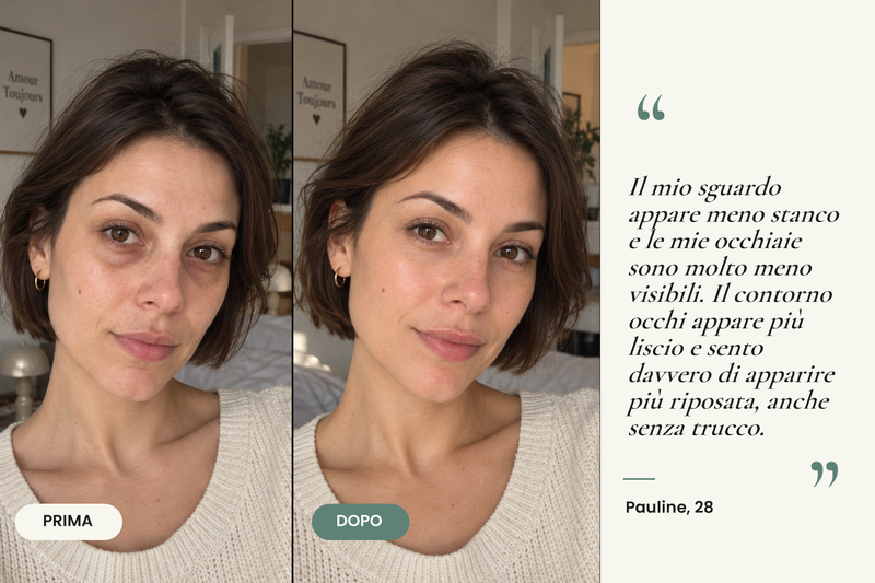 Testimonianza prima/dopo — Patchs Hydrogel Anti-Cernes