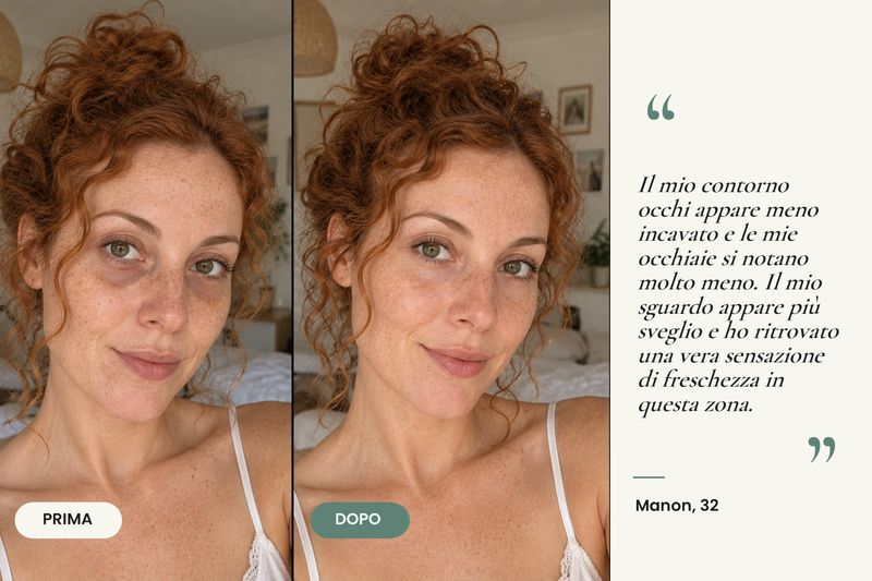 Testimonianza prima/dopo — Patchs Hydrogel Anti-Cernes