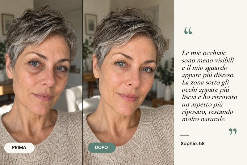Testimonianza prima/dopo — Patchs Hydrogel Anti-Cernes