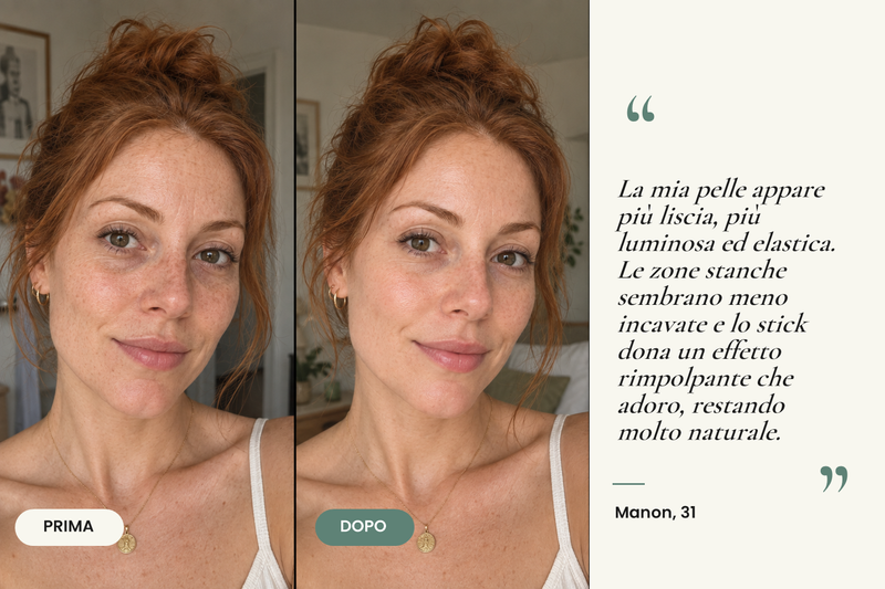 Testimonianza prima/dopo — Stick Repulpant Bio Collagène