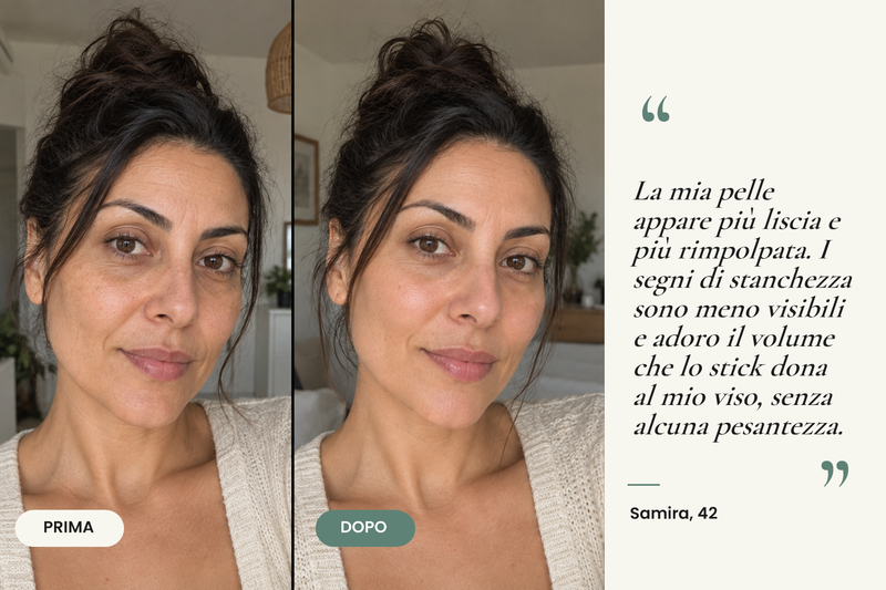 Testimonianza prima/dopo — Stick Repulpant Bio Collagène