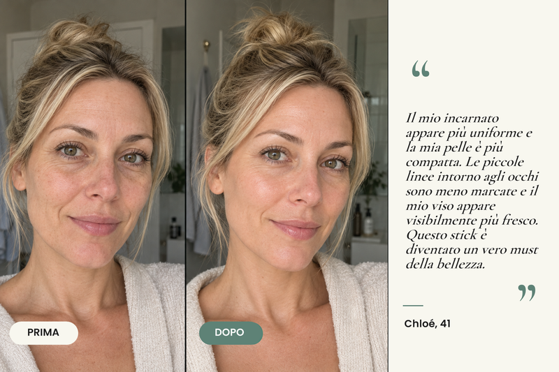 Testimonianza prima/dopo — Stick Repulpant Bio Collagène