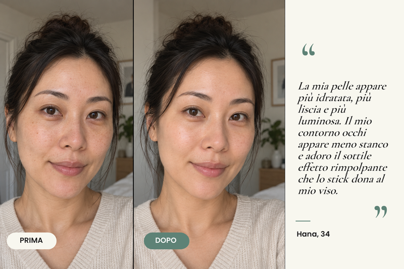 Testimonianza prima/dopo — Stick Repulpant Bio Collagène