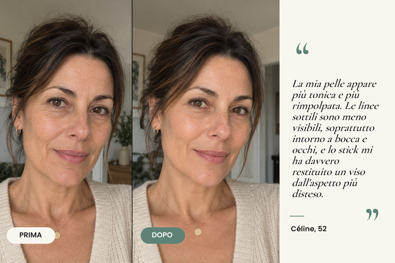 Testimonianza prima/dopo — Stick Repulpant Bio Collagène