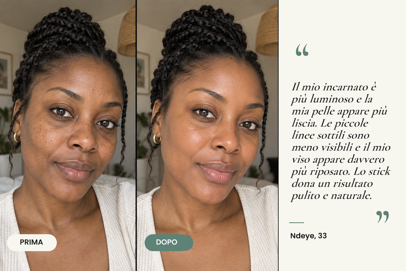 Testimonianza prima/dopo — Stick Repulpant Bio Collagène