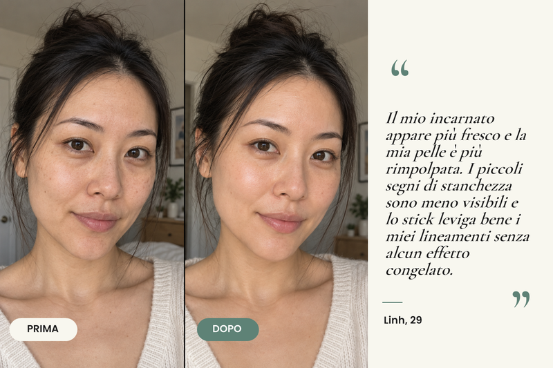Testimonianza prima/dopo — Stick Repulpant Bio Collagène